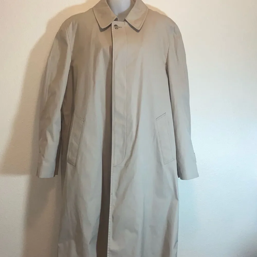 VTG,London Fog Men's Beige Trench Coat Lined Double-Breasted Zip Out Sz, 42 Long